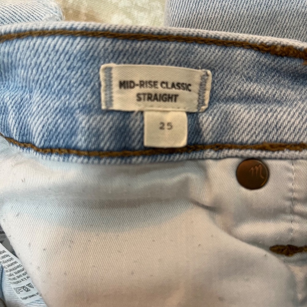 ✨3 for $50✨Madewell Mid-Rise Classic Straight Jeans, Knee-Rip, 25 - Picture 12 of 17